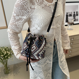 Lightweight Durable Foldable Waterproof Zipper Canvas Handbag 2026 New Floral Striped Ethnic Style Versatile for Women - Product Image 4
