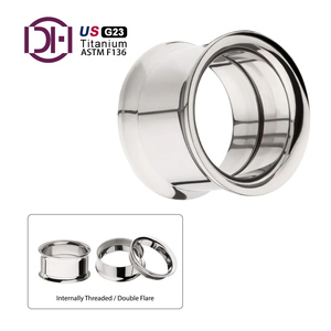 Túnel de Oreja de Titanio G23 de Alto Pulido con Rosca Interna, Estilo Hip-Hop, Expansor de Oreja con Polea, Joyería Corporal de Titanio - Product Image 1