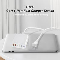 Chargeur rapide USB C 105W GaN compact, station de charge USB C 6 ports PD pour MacBook Pro/Air XPS iPad 15 téléphones mobiles OVP