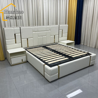 Nouveau Design Italien Lit King Size Confortable en Cuir, Cadre en Bois, Meuble de Chambre à Coucher pas Cher en Grande Vente