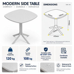 Table d'extérieur carrée grise moderne avec plateau en plastique imperméable, livraison aux États-Unis - Product Image 4