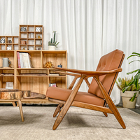 Einfache nordische Lesesaal Balkon Freizeit gepolsterte Rückenlehne Sessel PU Leder Freizeit Sofa Stuhl