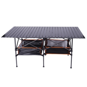 Mesa enrollable de madera de aluminio para exteriores, mesa plegable Ajustable de alta altura para Picnic - Product Image 2
