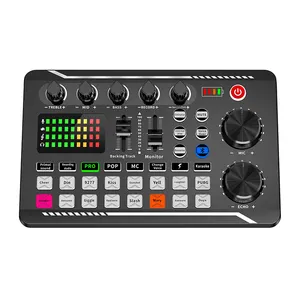 Placa de som para microfone, mixer, áudio profissional, rgb, controle de dj e áudio