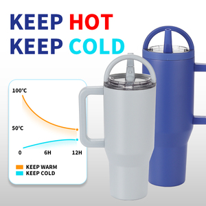 Gobelet isotherme 40 oz, bleu foncé, rose, vert, <span class=keywords><strong>bouteille</strong></span> d'eau, tasse <span class=keywords><strong>à</strong></span> café isolée, gobelet en acier inoxydable avec poignée supérieure, anti-fuite - Product Image 6