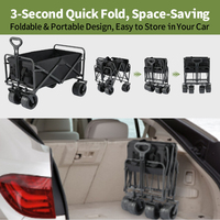 Chariot pliant de marque OEM avec auvent, largeur de panier de 59 cm, hauteur de poignée réglable (73-98 cm), chariot pour sorties familiales