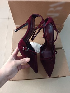 New Arrival Wine <strong>Red</strong> <strong>Suede</strong> Pointy High Heels Fine Buckle Women Pumps Pointed <strong>Shoes</strong> Sexy Thin Heels Sandal - Product Image 4