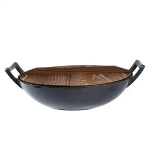 <span class=keywords><strong>Wok</strong></span> à gaz commercial robuste chinois traditionnel noir Double oreille antiadhésif en fonte <span class=keywords><strong>Wok</strong></span> pour Restaurant cuisine Camp extérieur - Product Image 3