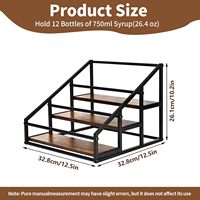 Support de sirop de comptoir en bois en métal rustique 3 niveaux 12 porte-bouteilles étagère de rangement résistante aux rayures pour cuisine Café Bar salle à manger