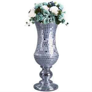 Vases à fleurs en mosaïque de verre miroir faits à la main, décoration de table - Product Image 2