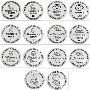 Nuevo regalo de bebé de doble cara papá mamá divertido nuevos padres embarazo regalo decisión monedas por primera vez papá mamá - Product Image 2