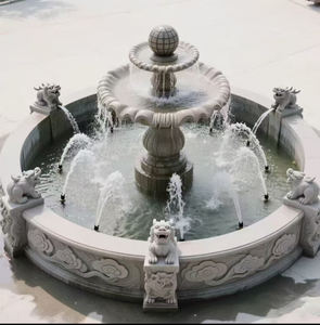 यूरोपीय शैली प्राकृतिक सफेद संगमरमर का फव्वारा मूर्तिकला, तीन परत पानी को अवशोषित करने वाली पशु फव्वारे मूर्तिकला, उद्यान सजावट - Product Image 4