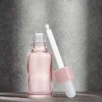 Flacon compte-gouttes cylindrique rose mat de luxe avec bouchon or rose 50 ml vide pour sérum cosmétique, huile essentielle, soins réutilisables