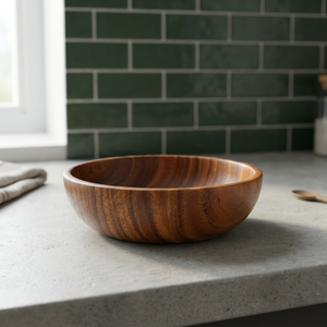 Acacia Wood Salad Bowl Light Weight Reusable Natural Finished Vintage Design Eco-Friendly Dishwasher Safe Handmade Party Use BS - Product Image 1