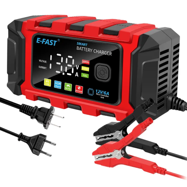Smart 12V Car Battery Maintainer Red US Plug Charger Tester for Lead Acid AGM GEL Lithium LiFePo4 Emergency Tools