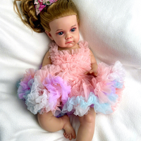 Poupées Reborn en Silicone Plein Corps Réalistes de 20 Pouces, Adorables Bébés Reborn Filles Douces et Lestées avec Cheveux Longs Implantés, Idéales pour Cadeau et Collectionneurs