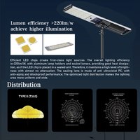 Fabricante de Farolas Solares LED Integradas Todo en Uno, Personalizadas de 500w 100w 150w 200w, con Control Remoto, Impermeables IP65 para Exteriores