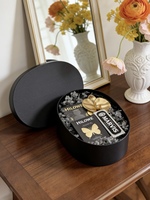 Boîte cadeau elliptique en papier kraft pour emballage de confiseries - Boîte à souvenirs de mariage, boîte vide pour savon artisanal aux raisins de saison