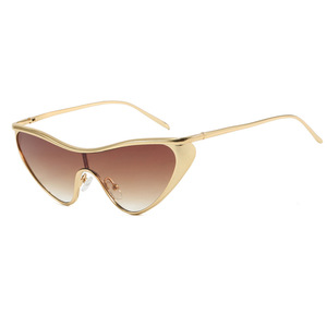 Kacamata Hitam Bingkai Besar Metal Model Cat-Eye Segitiga UV400 Fashion High-End Wanita Gaya Hip-Hop Pelindung Matahari - Product Image 5