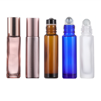 Bouteille de parfum en verre givré transparent de 5ml 10ml sur bouteilles avec bouchon en or rose pour huile essentielle/rouleau de verre sur bouteille