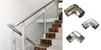 Connecteurs de tuyaux carrés modernes en acier inoxydable à 3 voies pour rampes d'escalier - Faciles à installer