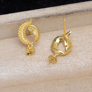 Accesorios de Plata 925 con Circonita, Baño de Oro, Soporte Hueco, Pendientes de Borla Semi-Acabados, Colgante de Perla, Joyería-JG5922 - Product Image 2