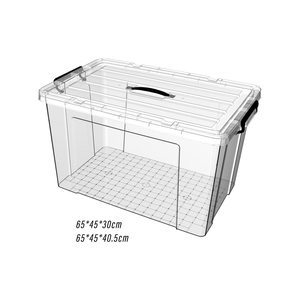 50l Clear Household Durable Transparent Plastic <b>Storage</b> <b>Container</b> <b>Stackable</b> Nestable Folder <b>Storage</b> Box With Lid and Wheels - Product Image 5