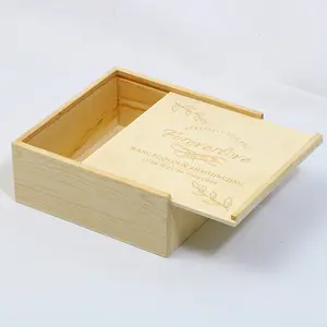 Unfinished Rectangle Recyclable Reusable Wooden Box Pine Box Craft Storage Box With Hinged Lid And Front Buckle