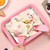 Weinishaoyao Machine à glace roulée DIY en acier inoxydable, plaque froide métallique pour yaourt glacé et crème glacée molle, qualité supérieure