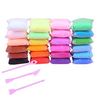 Kit tanah liat pemodelan tanah liat polimer kering Air 12/24/36 warna tanah liat ajaib Kreatif kering udara dengan alat pahat untuk anak-anak