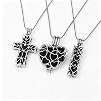 Collier pendentif tendance en acier inoxydable, flacon de parfum cylindrique ouvrable, motif serpent géométrique ajouré, idéal pour un cadeau