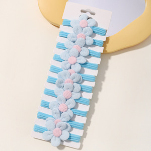 2025 nuovo commercio all'ingrosso scrunchies cravatta per capelli di colore dolce fiore legami per i capelli per i bambini del bambino blu rosa fiocco set cravatte per capelli - Product Image 6