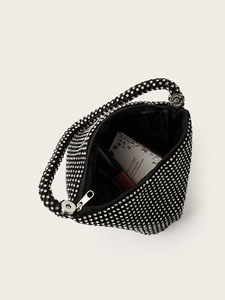 Bolso de Mano Triangular con Pedrería, Brillante, de Cristal, Elegante, para Fiesta, Boda, Clutch de Novia - Product Image 4