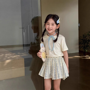 Snail Bobo Girls' Floral Pleated Shorts Summer Breathable Skirt Kids Fashion Outfit - Product Image 1