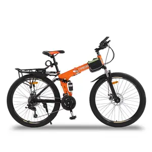 Fabricantes al por mayor de acero de alto carbono bicicleta plegable SUSPENSIÓN COMPLETA 26 pulgadas bicicleta de montaña portátil