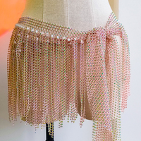 En gros, Foulard de hanches élégant et brillant en maille à franges, avec chaîne de taille intégrée, pour la danse orientale professionnelle