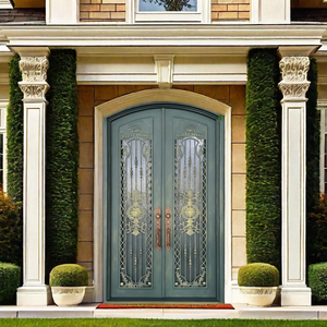 Puerta francesa de hierro forjado para entrada de casa con apertura lateral impermeable <span class=keywords><strong>elegante</strong></span> personalizada al por mayor - Product Image 4