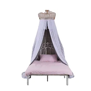 新设计公主皇冠黑白色两层柔软蕾丝床帘雨棚蚊帐