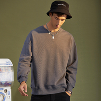 Sweat-shirt de luxe personnalisé 100 % coton épais à col ras du cou, coupe ample et oversize avec épaules tombantes, logo brodé écologique