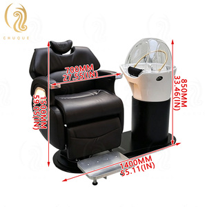 Chuque Fauteuil <span class=keywords><strong>de</strong></span> <span class=keywords><strong>coiffure</strong></span> moderne <span class=keywords><strong>de</strong></span> luxe en cuir, structure en acier inoxydable, résistant à l'eau, repose-pieds réglable en céramique, plateau multifonctionnel - Product Image 6