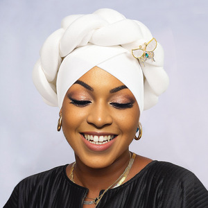 ผ้าโพกหัวแบบถักสไตล์ใหม่ ประดับลูกปัด สำหรับผู้หญิงชาวแอฟริกันชาวไนจีเรีย - Product Image 5