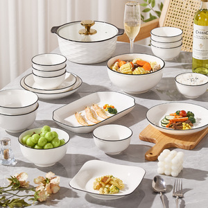 Underglaze Color Microwave Safe Minimalist Design Solid China Irregular Shape Ceramic Bowl Dish Set Household High-Value Rice - Product Image 4
