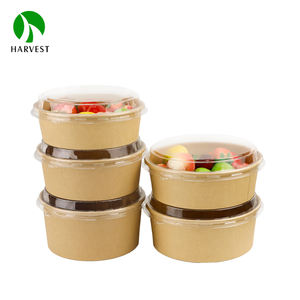 Boîtes d'emballage alimentaire jetables sulfurisées de qualité alimentaire saladier à emporter en papier kraft avec couvercle - Product Image 6