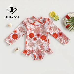 Maillot de bain pour bébé personnalisé en gros, maillot de bain conservateur pour bébé, protection solaire, maillot de bain imprimé une pièce pour filles, dentelle - Product Image 3