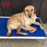 Lit d'été pour animaux de compagnie en plein air lavable et respirant en tissu Oxford lit de camp surélevé pour chat chien carton à motif solide