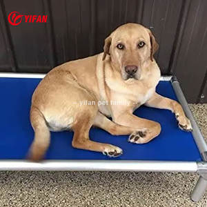 Venta al por mayor de cuna de verano para mascotas al aire libre lavable transpirable malla Oxford tela elevada cama de campamento para gato perro patrón sólido cartón - Product Image 6