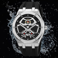 Montre à quartz pour homme Skmei 9362, boîtier en alliage sport tendance, bracelet en silicone de 20 mm, aiguilles, résistance à l'eau 3 BAR, 41,7 mm, mécanique 3D