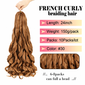Vente en gros à bas prix – Cheveux synthétiques ondulés au crochet de 24 pouces, 150g, résistants à la chaleur, pour tresses françaises - Product Image 2