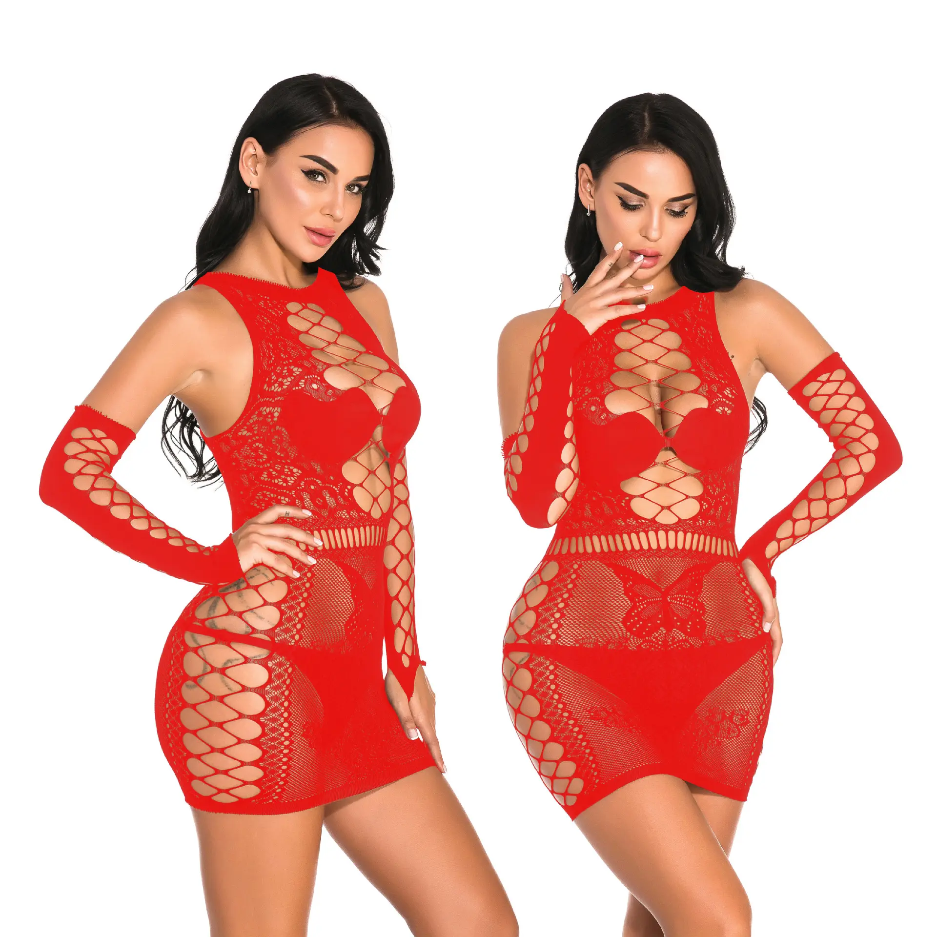 Modieuze Transparante Hot Sexy Meisjes See Through Lingerie Rood Sexy Teddy Baby Doll Lingerie Verleiding Bodysuit Sheer