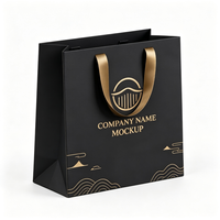 Sacs cadeaux en papier noir personnalisés pour bougies, emballage artisanal de luxe avec logo imprimé pour boutiques, vente au détail et cadeaux de festival